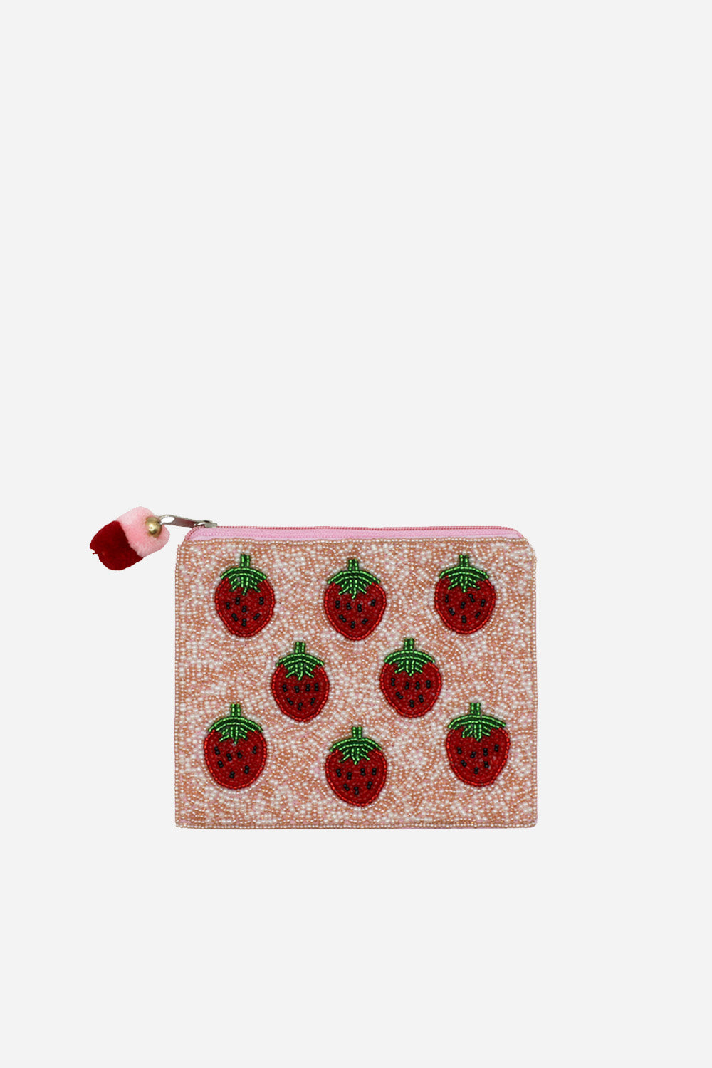 Multi Strawberries Beaded Coin Pouch