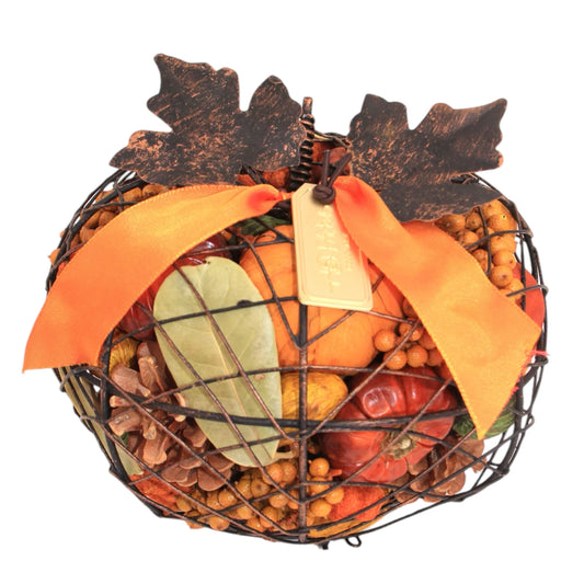 Pumpkin Potpourri in Black Wire Pumpkin