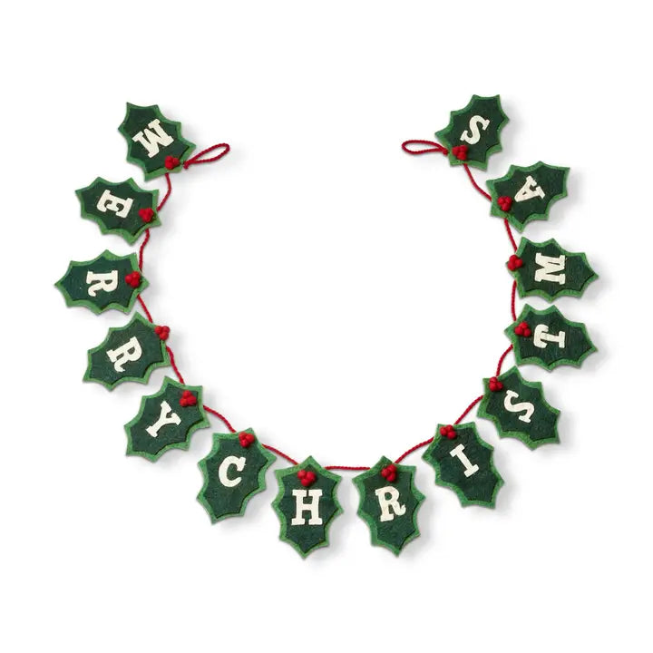 Christmas Merry Christmas Holly Felt Garland