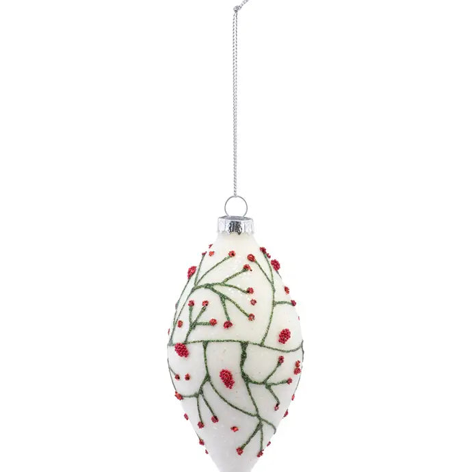 Winter Berry Frosted Glass Ornament