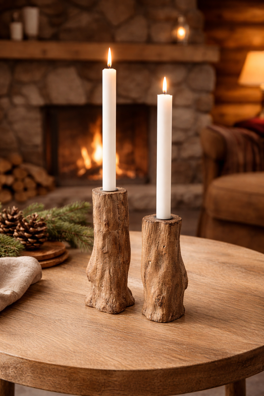 Taper Holder - Tree Stump