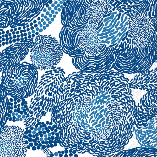 Paper Cocktail Napkins 20 Ct Marimekko Mynsteri Cream Blue