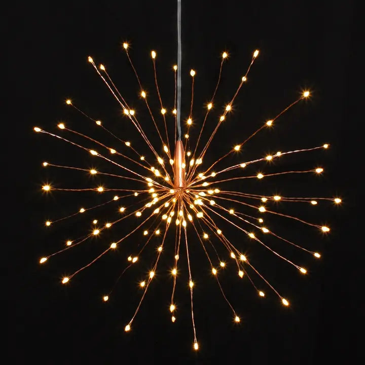 Copper Hanging Starburst Light - 12" Battery