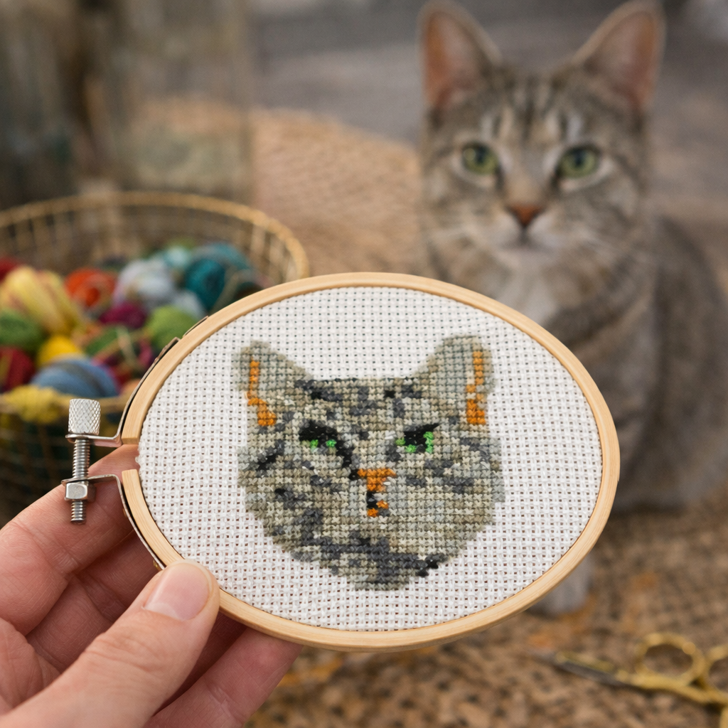 MINI CROSSSTITCH EMBROIDERY KIT CAT