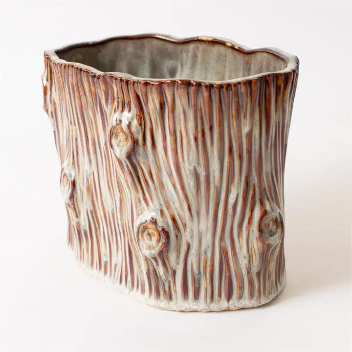 Faux Tree Stump Small Planter