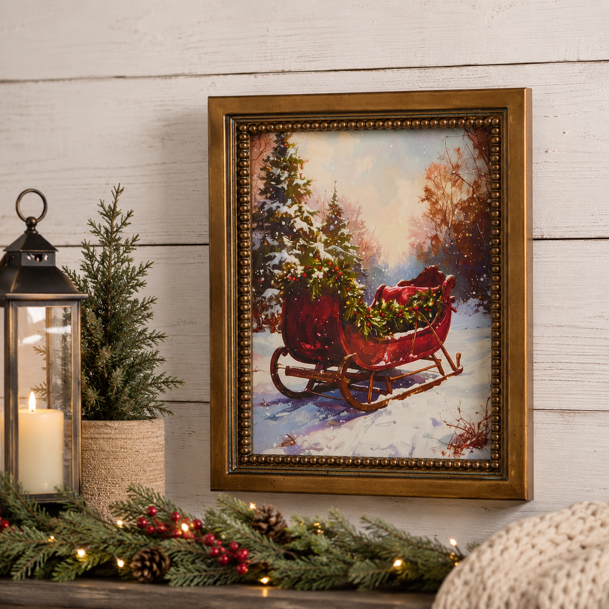 10" Christmas Sleigh Wall Art