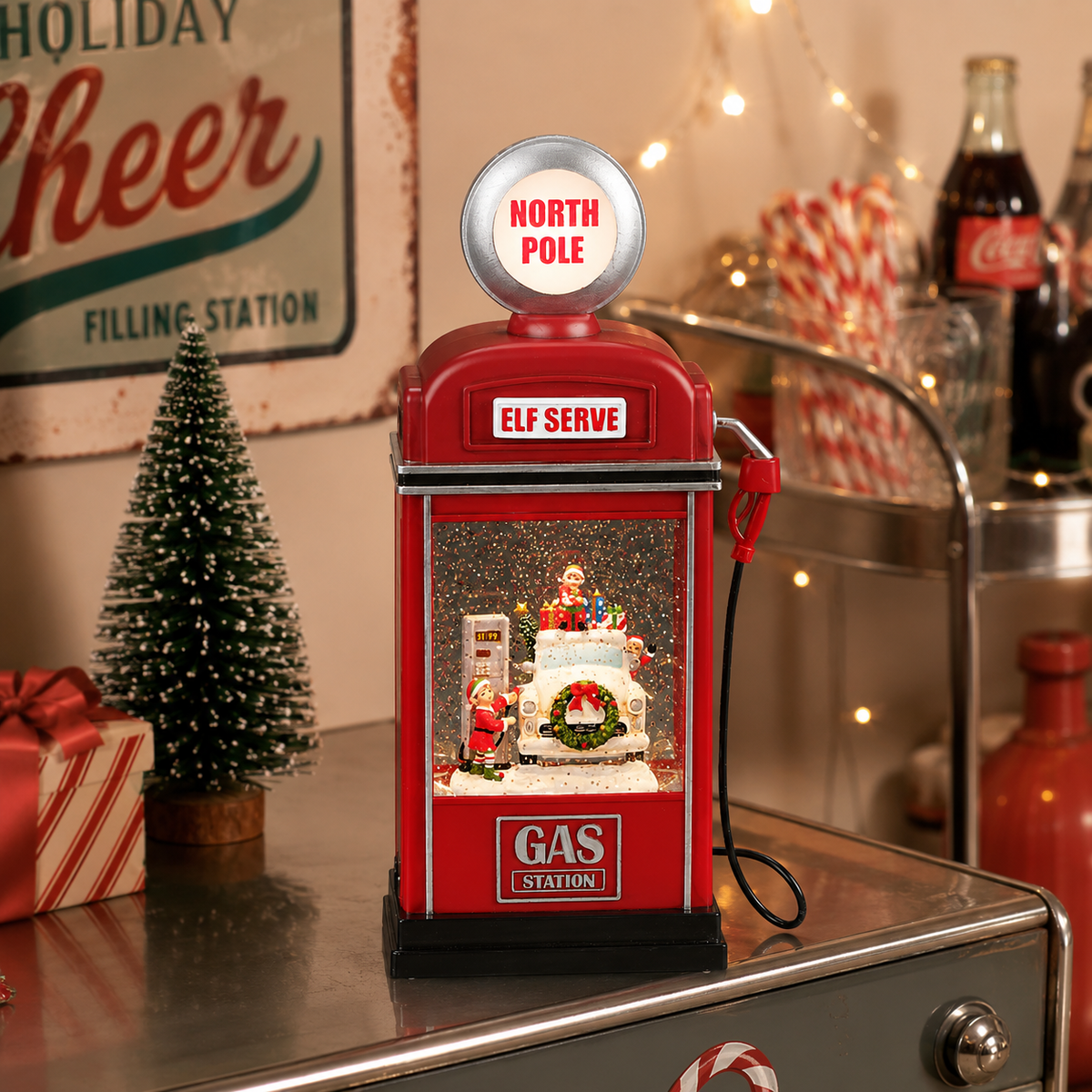 Confetti Lites Lighted Swirl North Pole Gas Pump
