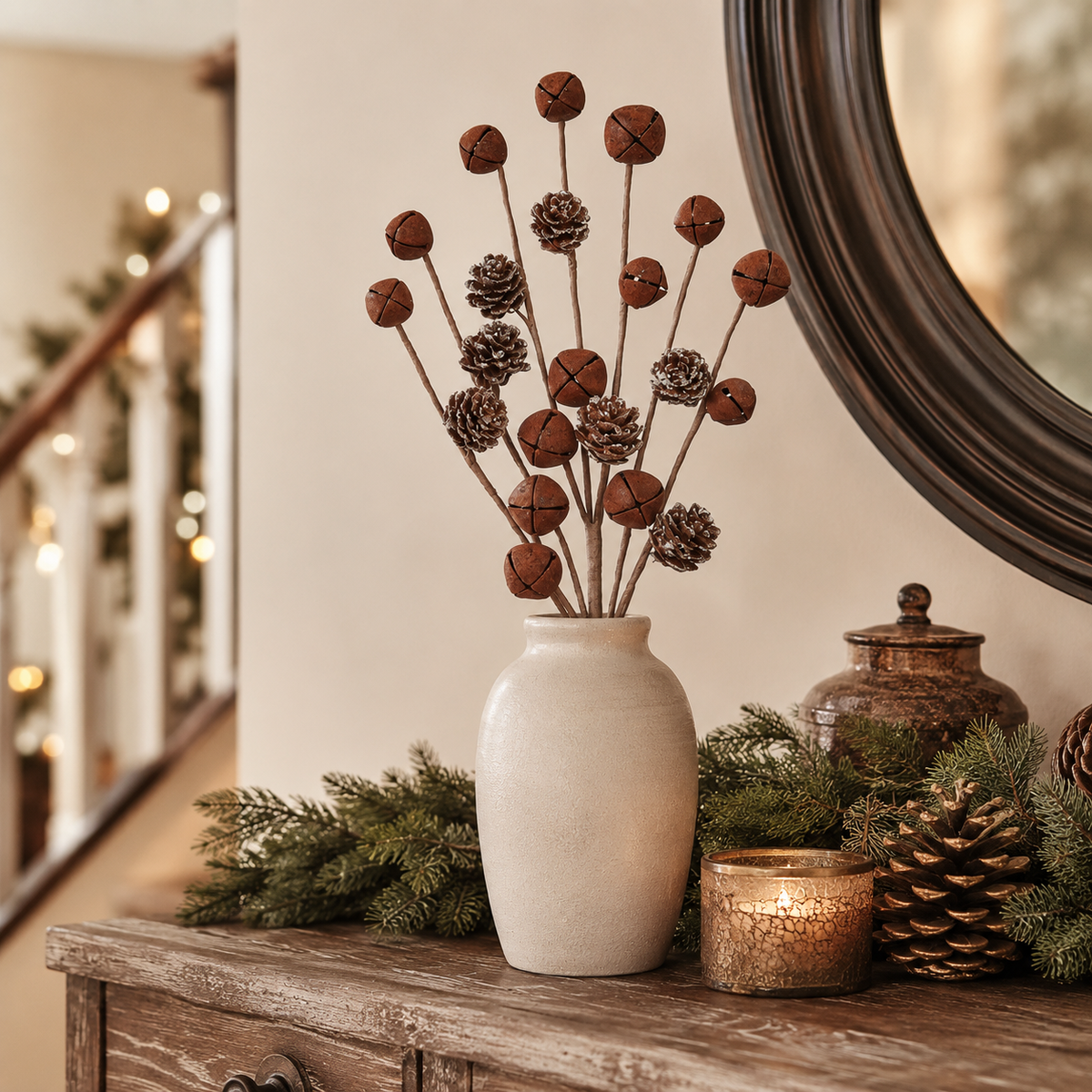 Rust Bell Pine Cone Spray