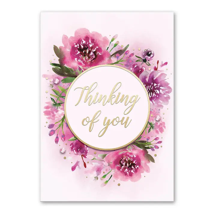 5X7 Greeting Card Fuschia Floral Thinking of You