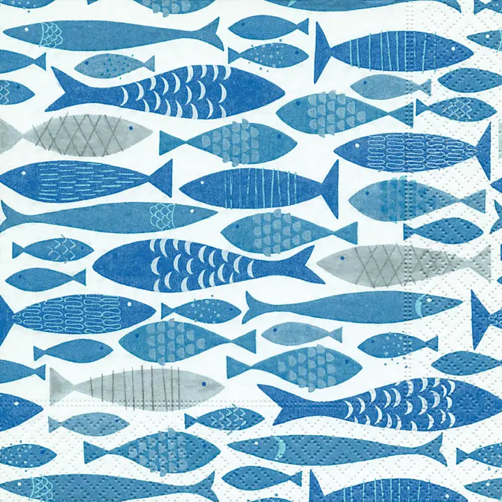 Paper Cocktail Napkins Pack of 20 School of Fish