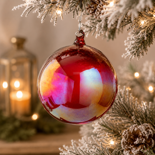 5" Red Iridescent Ball Ornament