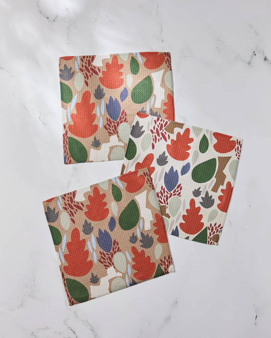 Cut Paper Leaves Dishcloth Set