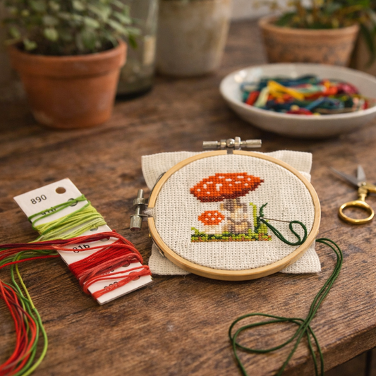 CROSSSTITCH EMBROIDERY KIT-MUSHROOM