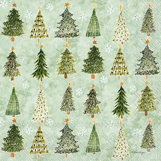 Paper Cocktail Napkins 20 Ct Christmas Tree Pattern