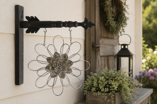 13.5 Inch Gray Metal Wire Flower w/Resin Center Arrow Replacement