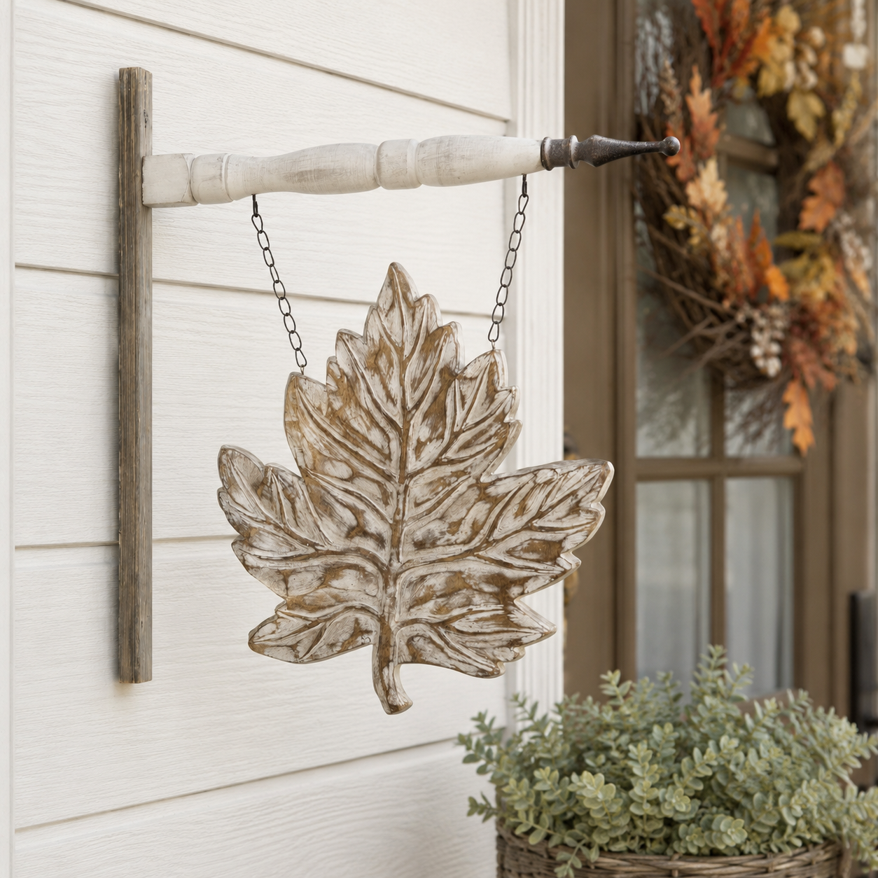13 Inch Whitewashed Resin Leaf Arrow Replacement
