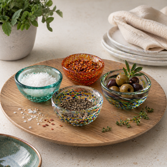 Hand-Blown Recycled Confetti Glass Pinch Pot