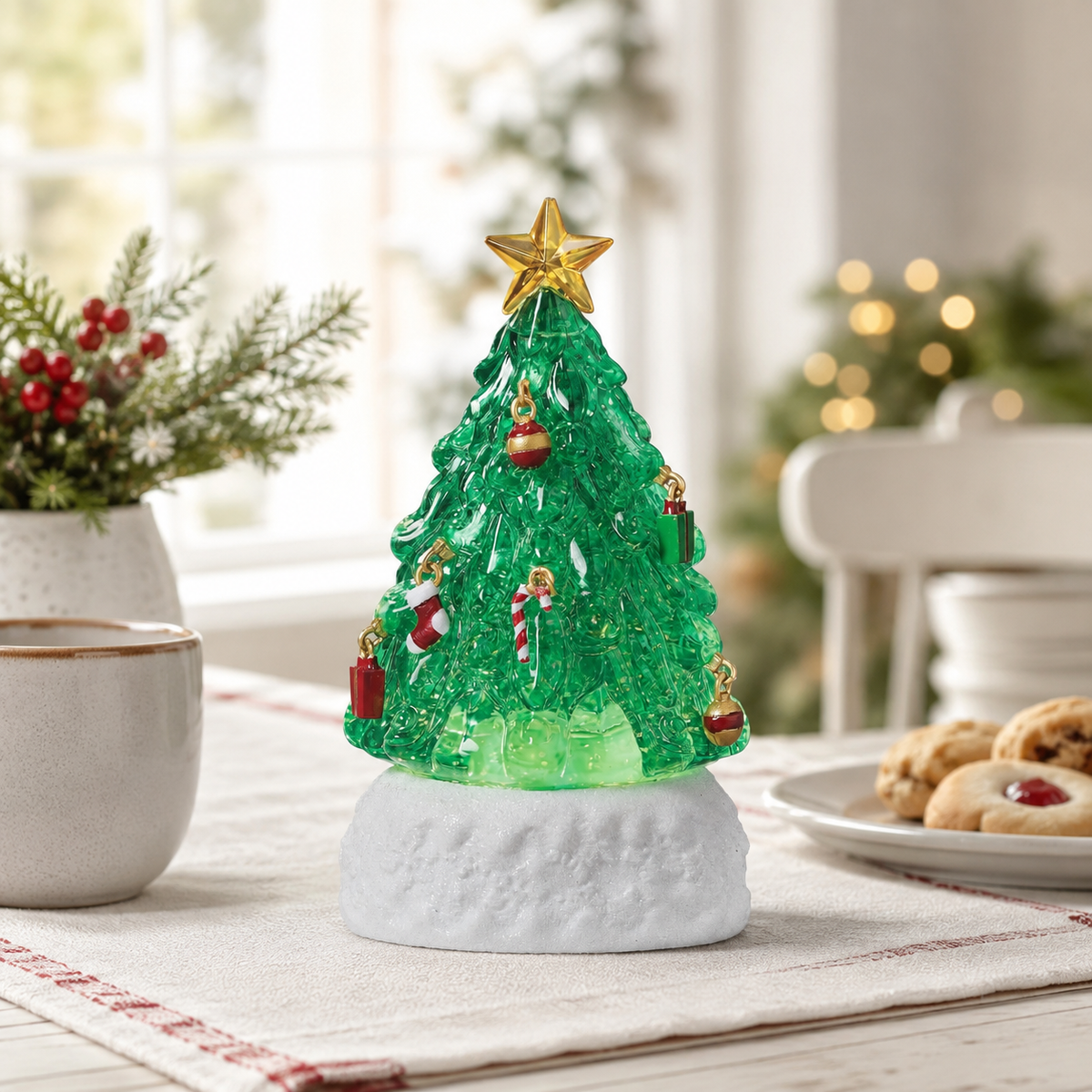 Confetti Lites Lighted Swirl Mini Tree with Ornaments
