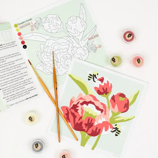 Peonies Mini Paint by Number Kit