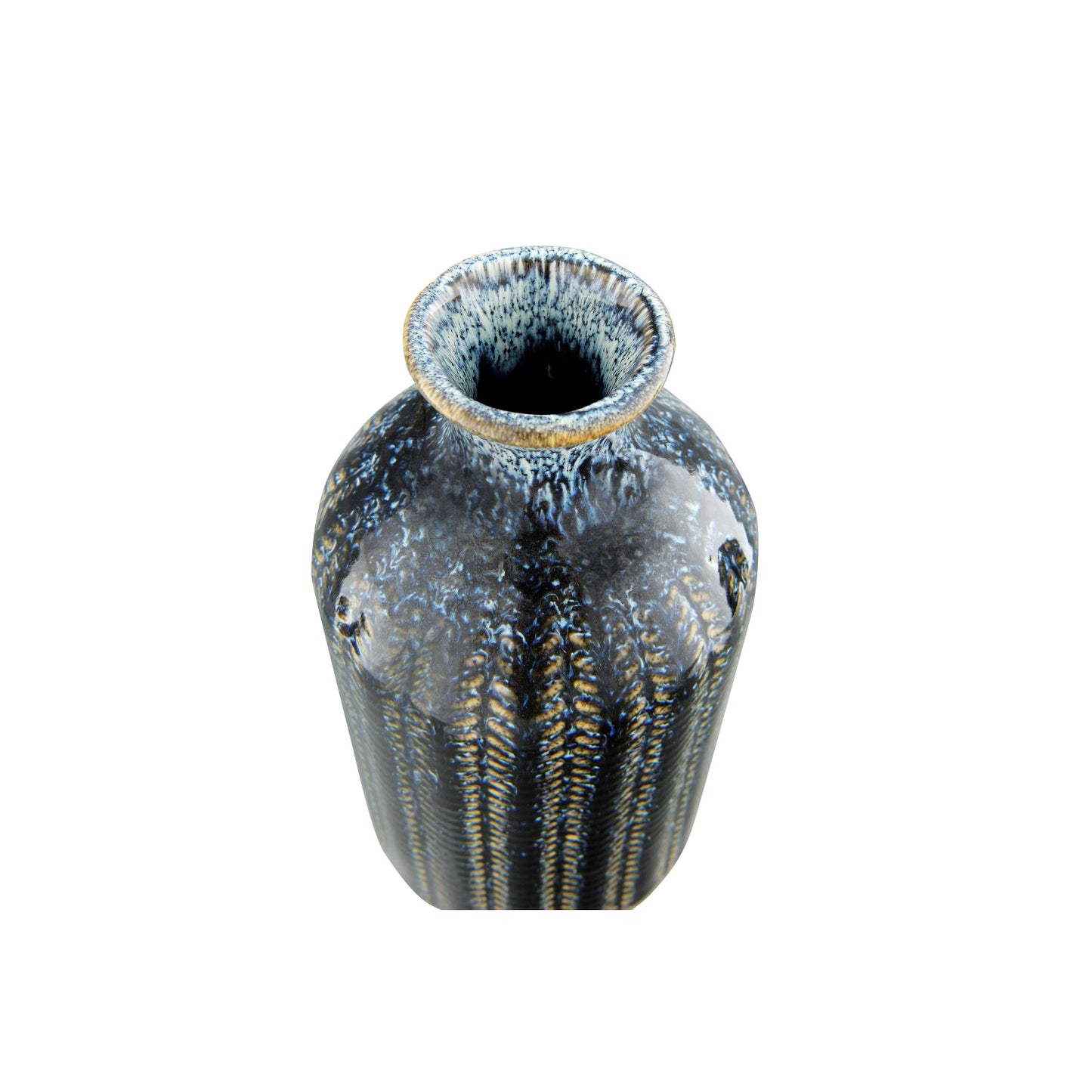 Embossed Blue Stoneware Vase