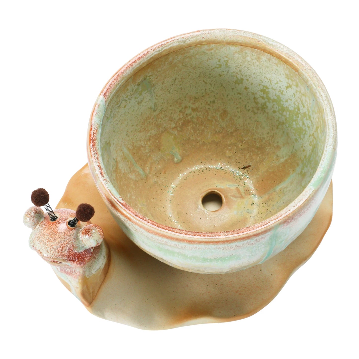 Stoneware Snail Planter with Glaze