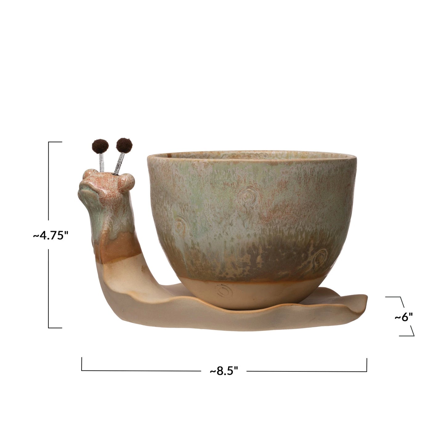 Stoneware Snail Planter with Glaze