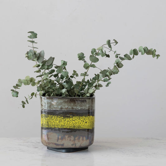 Square Stoneware Planter
