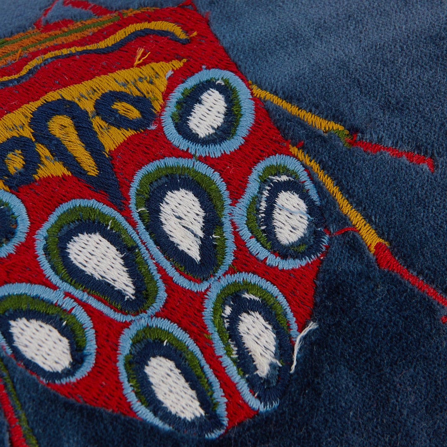 Velvet Embroidered Lumbar Pillow W/ Beetles