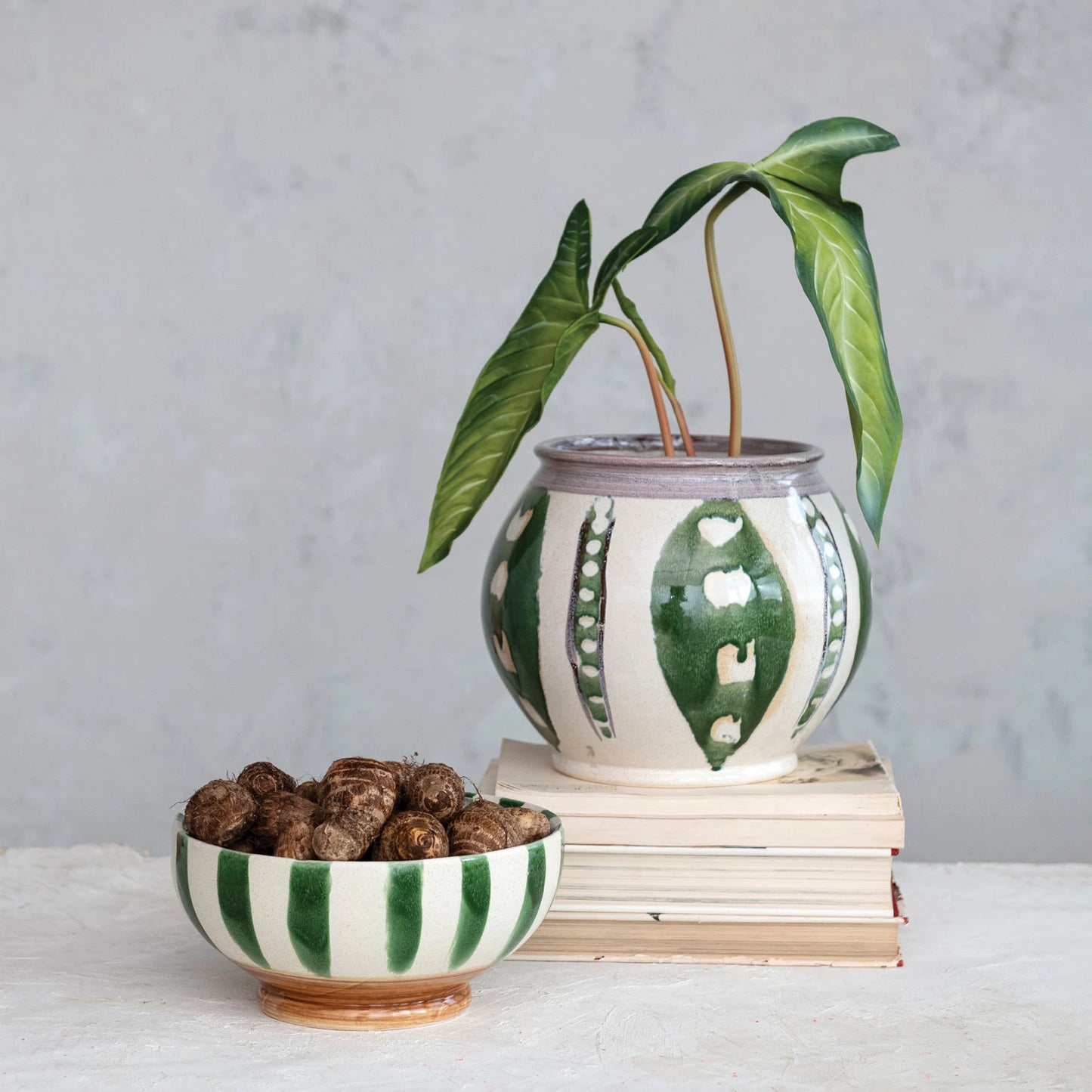Hand Painted Stoneware Planter