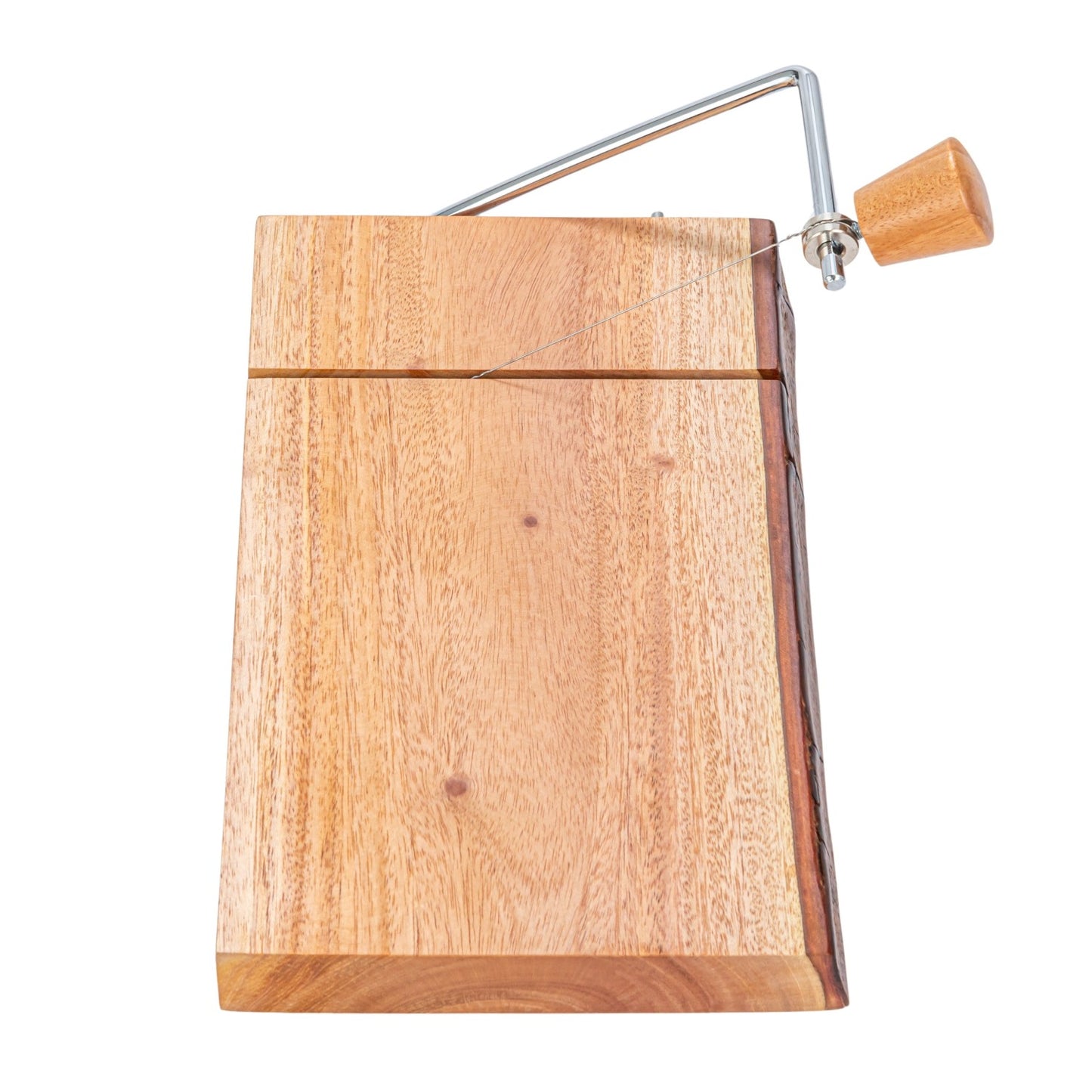 Mahogany Wood & Stainless Steel Cheese Slicer w/ Bark Edge