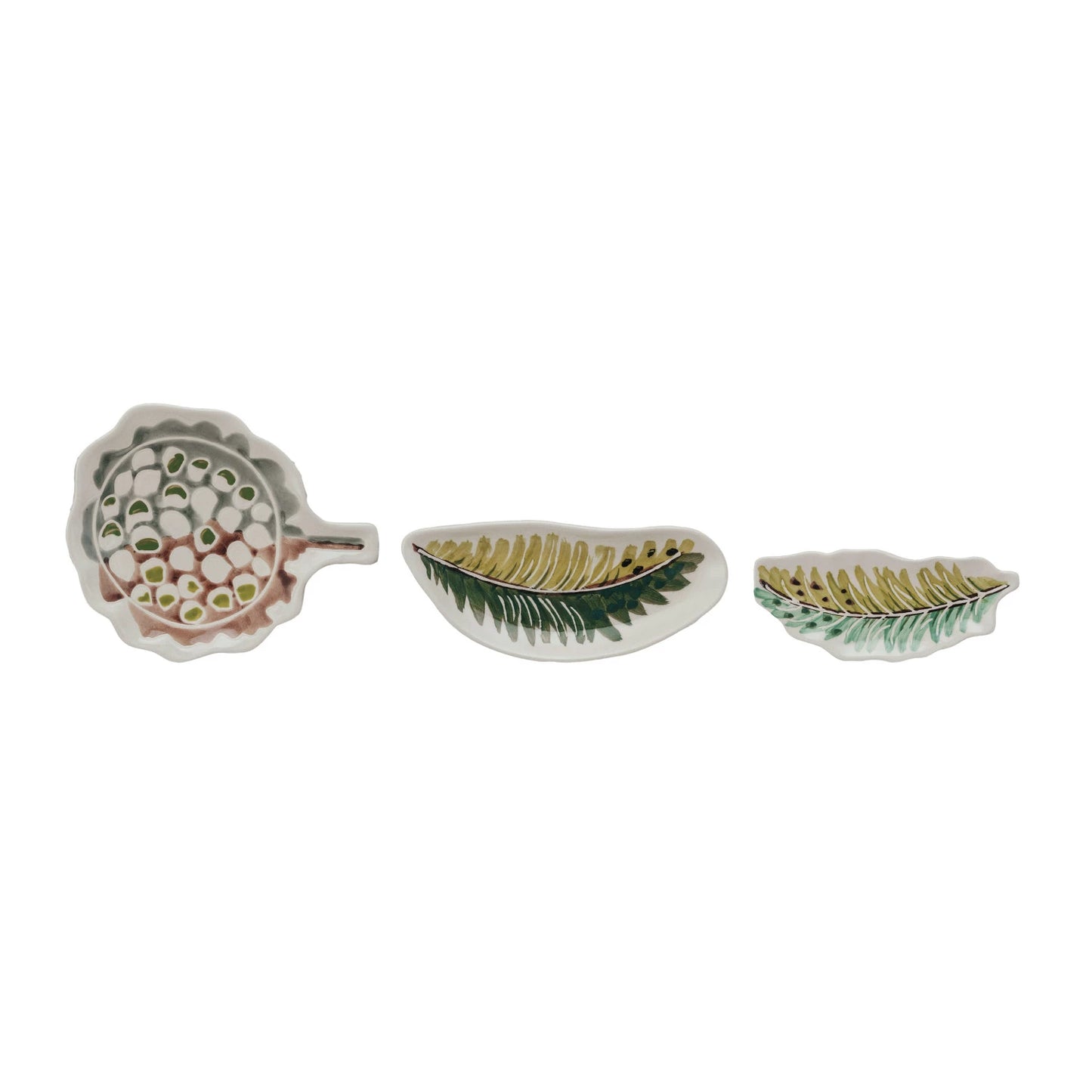 Hand-Painted Feather/Botanical Shaped Dish