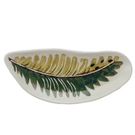 Hand-Painted Feather/Botanical Shaped Dish
