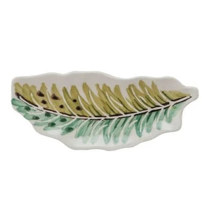 Hand-Painted Feather/Botanical Shaped Dish