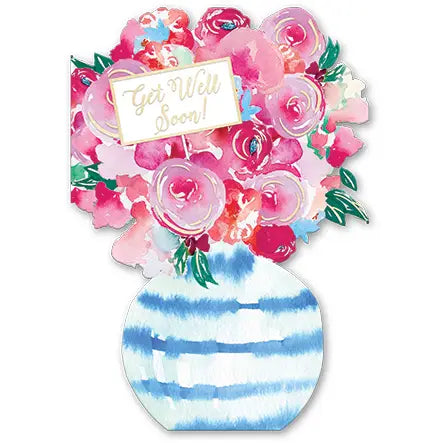 5X7 Greeting Card Floral Vase Get Well