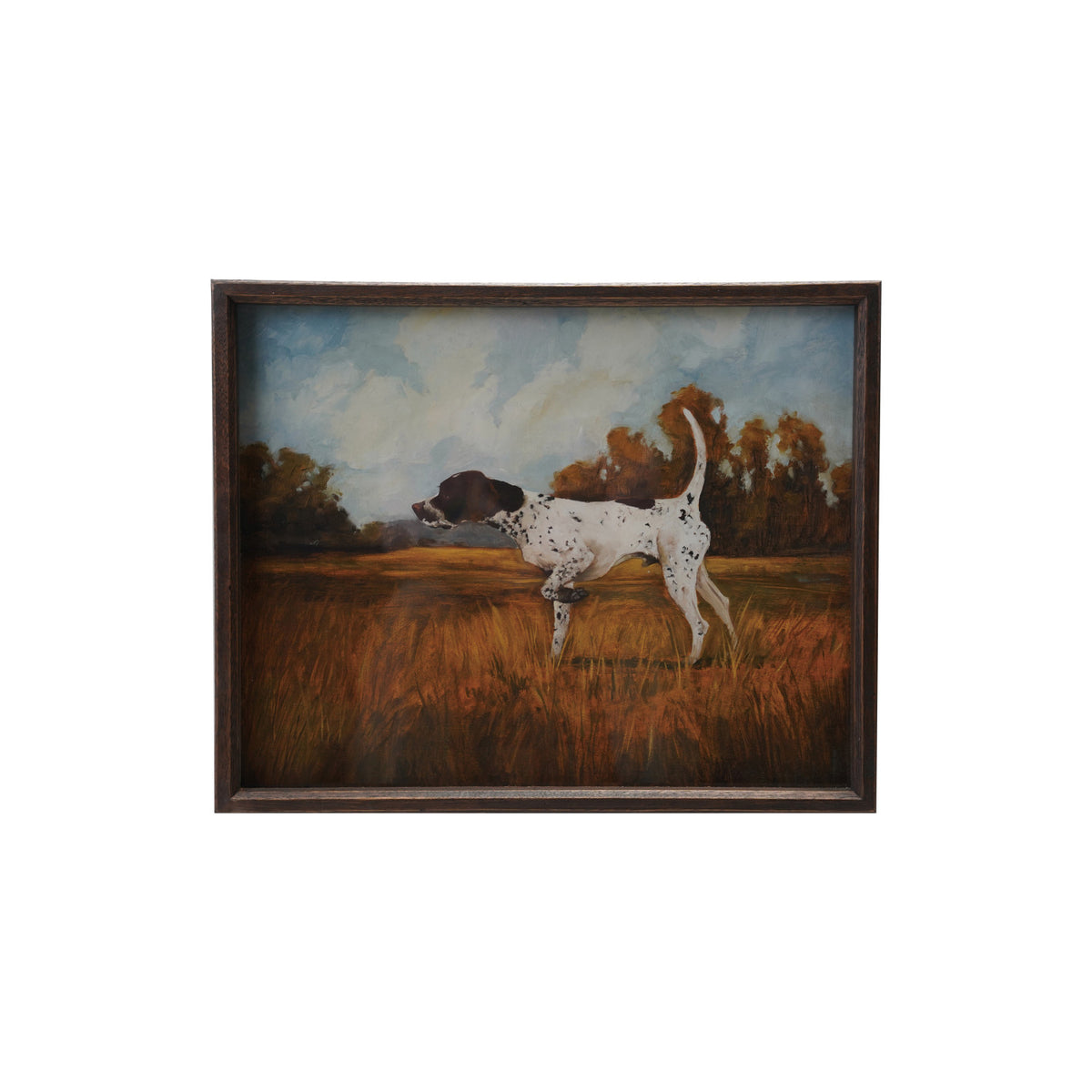 Wood Framed Glass Wall Décor with Pointer Dog Print