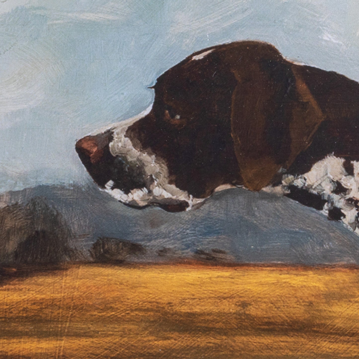 Wood Framed Glass Wall Décor with Pointer Dog Print