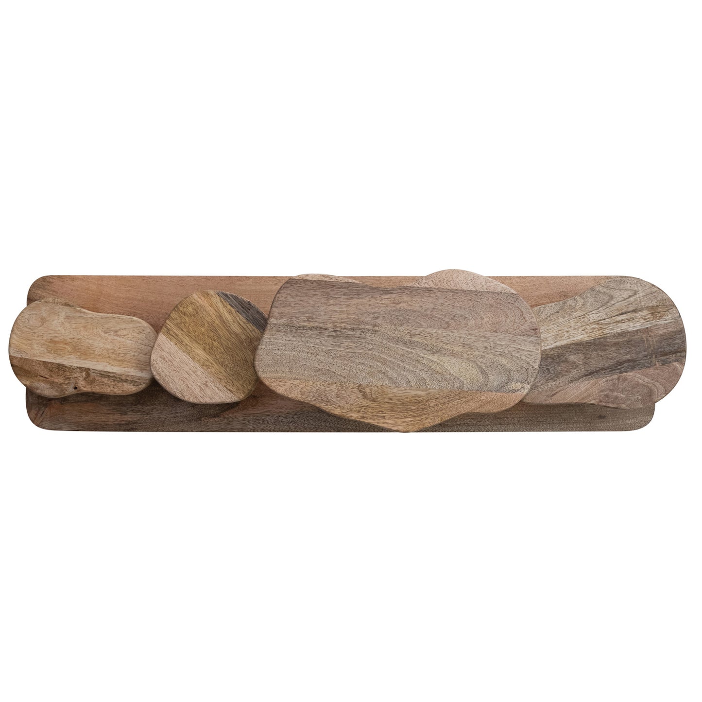 Mango Wood Serving Board w/ 4 Attached Organic Shaped Pedestals, Natural