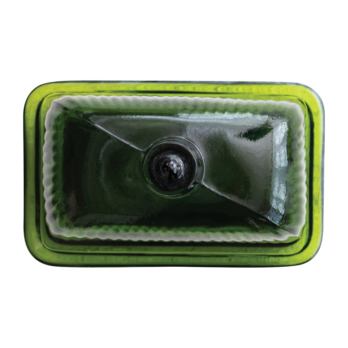 6-1/2"L x 4"W x 4-3/4"H Pressed Ribbed Glass Butter Dish
