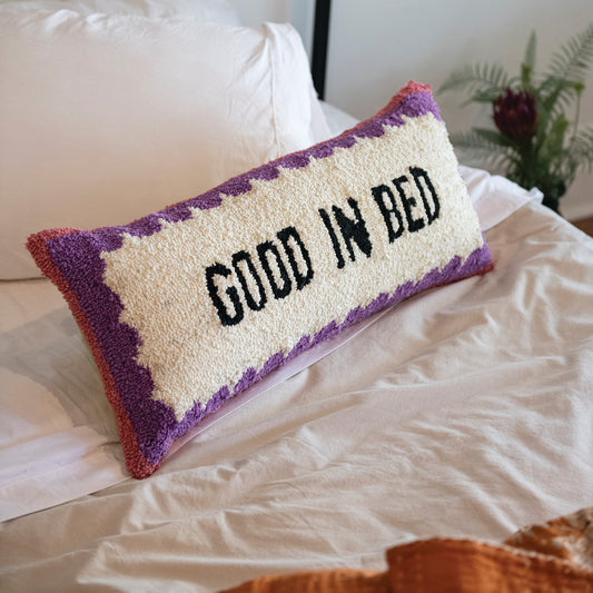 Cotton Tufted Lumbar Pillow "Good In Bed"
