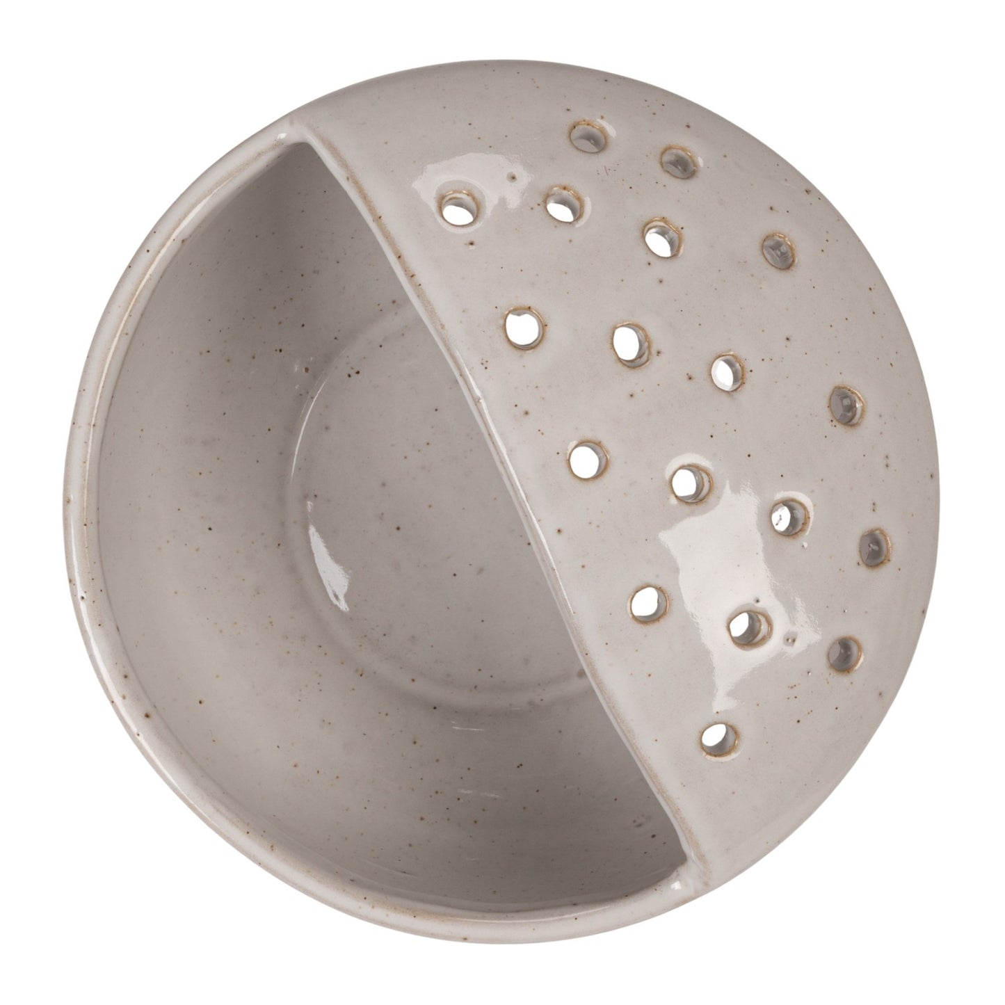 6-3/4" Round x 4"H Stoneware Strainer Bowl, White