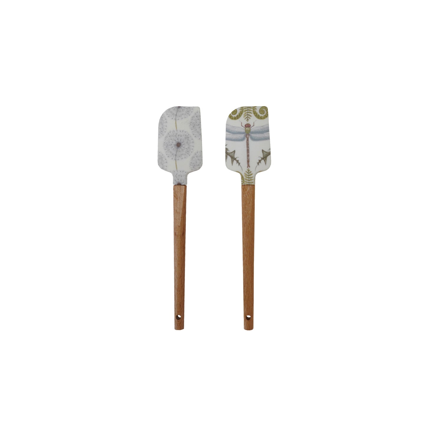 Silicone & Wood Two-Sided Spatula with Animals & Botanicals