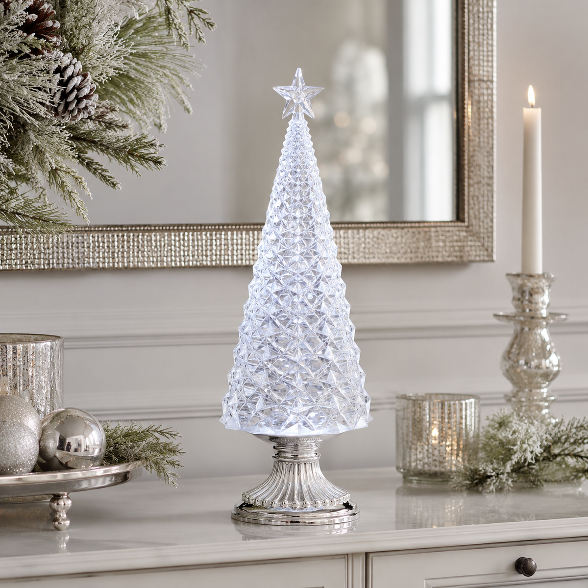 Lighted Swirl Faceted Design Tree