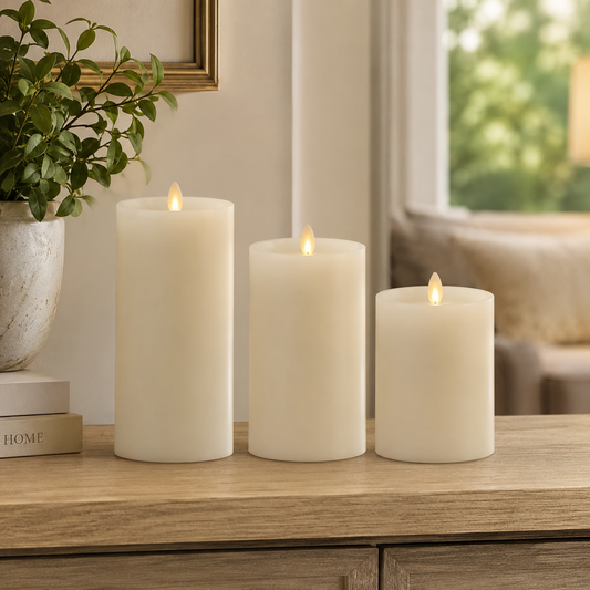 Pearl Ivory Recessed Wax Luminara Pillar Candles