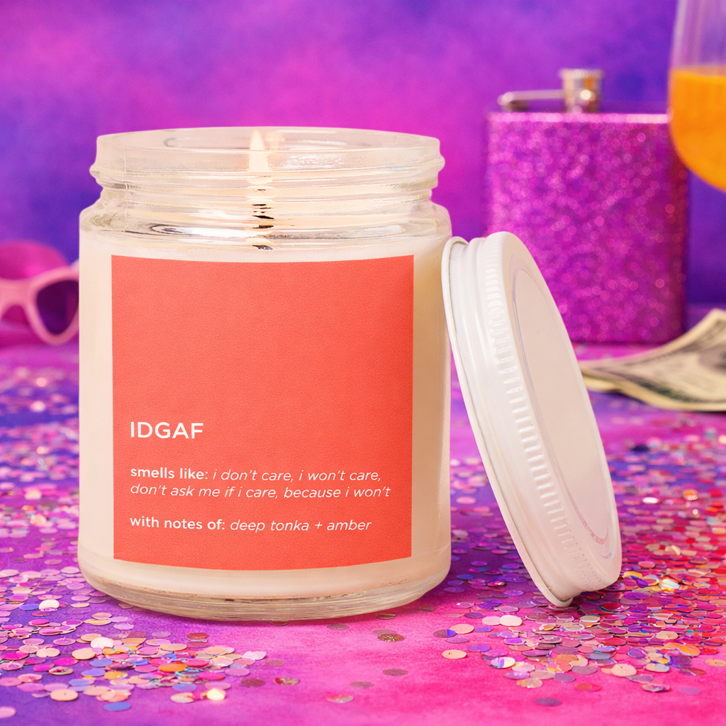 Candle Jar w/Lid - IDGAF