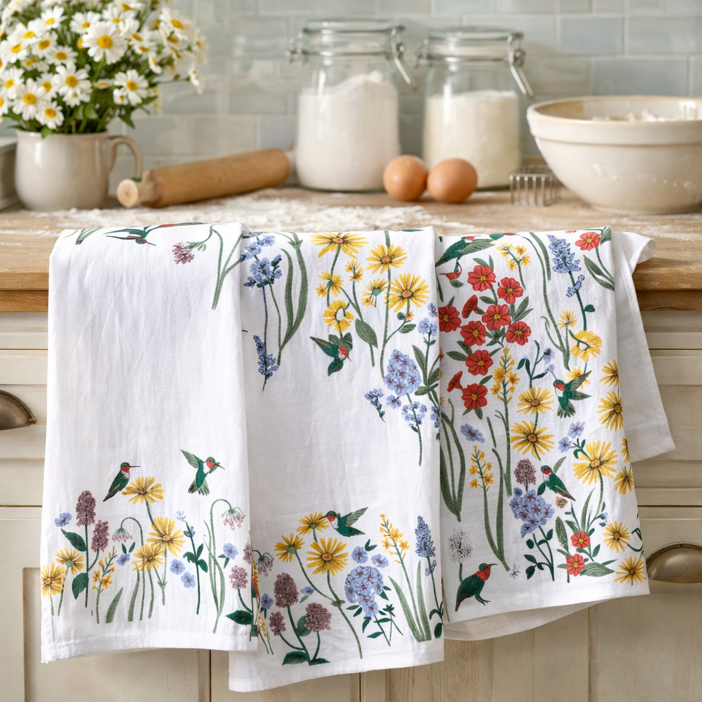 Hummingbird Baker's Floursack Set of 3 Assorted