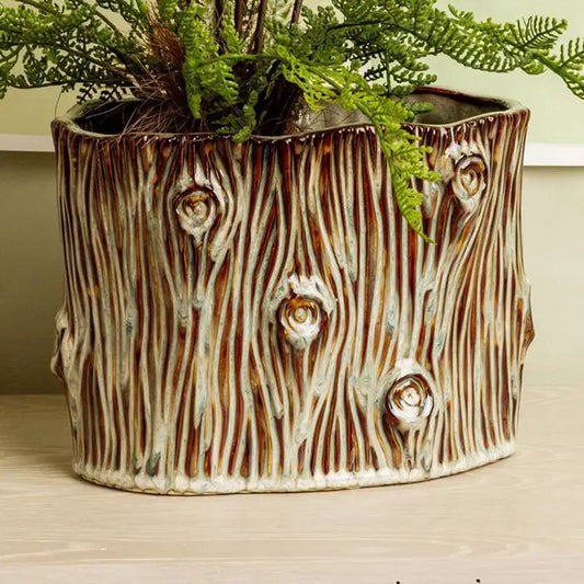 Faux Tree Stump Small Planter