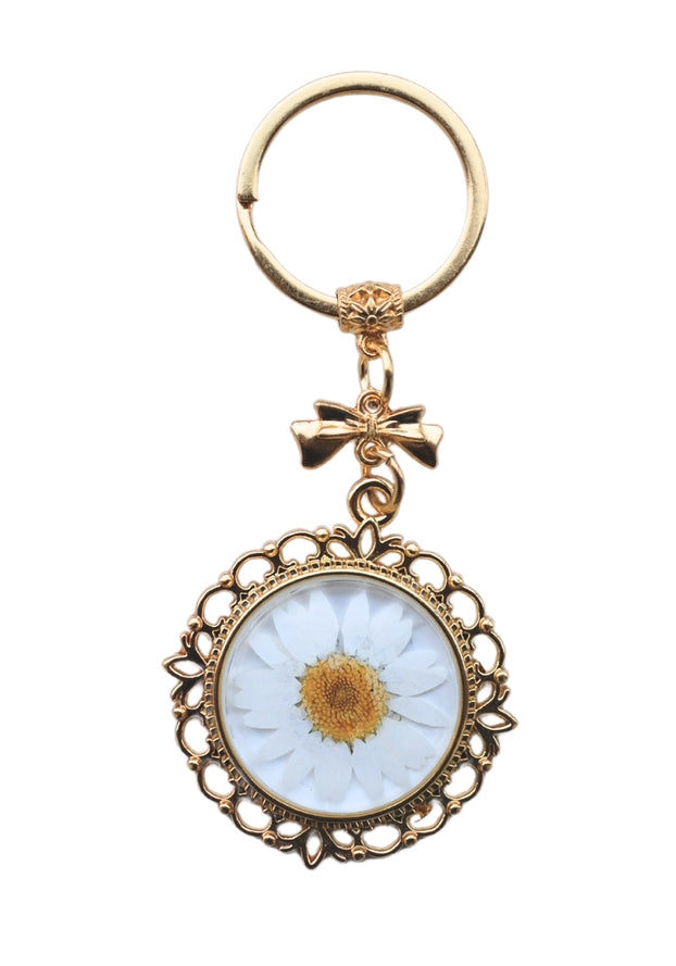 Lacy Pressed Flower Key Chain