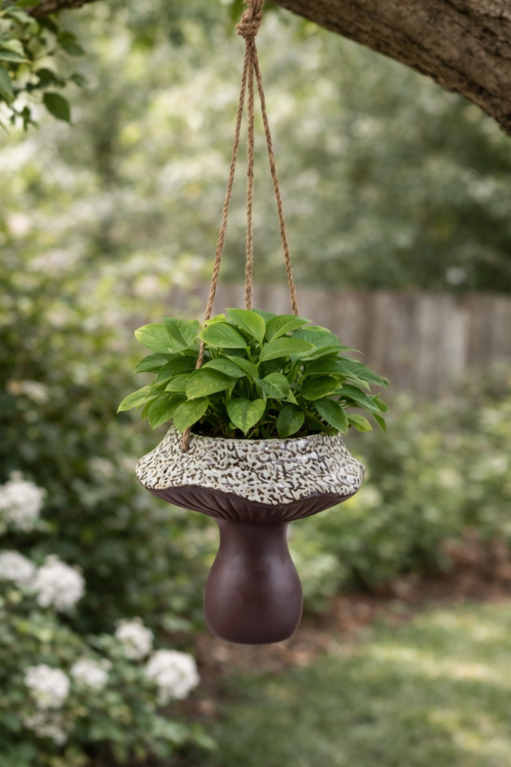 Brown Mushroom Hanging Planter