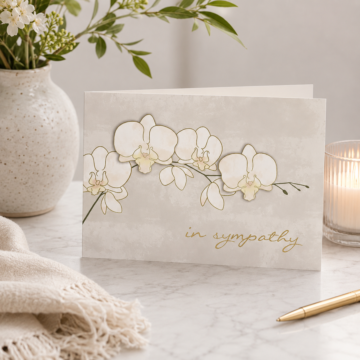 5X7 Greeting Card Orchid Sympathy
