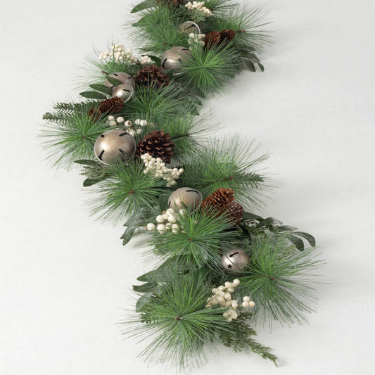 Jingle Bell & White Berry Pine Garland